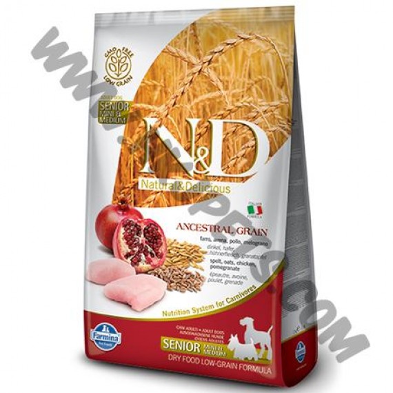Farmina N&D 天然低敏系列 老年犬 石榴加雞肉配方 (2.5公斤)