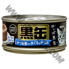 AIXIA 黑罐 貓罐頭 金槍魚，鰹魚加木魚片 (16，80克)