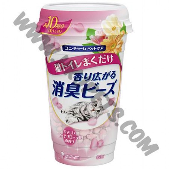 日本 Unicharm 消臭大師 貓砂盤消臭珠 (粉紅，淡雅花卉味，450毫升)
