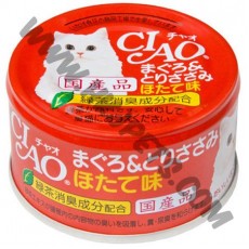 日本 CIAO 貓罐頭 吞拿魚加雞肉拼元貝 (A-24，85克)