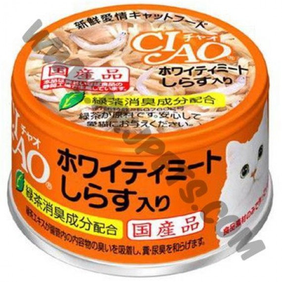 日本 CIAO 貓罐頭 白身吞拿魚加白飯魚 (A-02，85克)