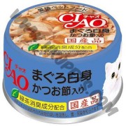 日本 CIAO 貓罐頭 白身吞拿魚拼木魚片 (A-85，85克)