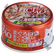 日本 CIAO 貓罐頭 白身吞拿魚拼吞拿魚乾 (A-87，85克)