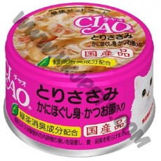 日本 CIAO 貓罐頭 雞肉，蟹柳拼木魚片 (A-17，85克)