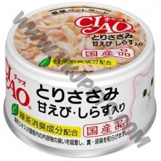 日本 CIAO 貓罐頭 雞肉，甜蝦拼白飯魚 (A-20，85克)