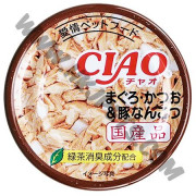 日本 CIAO 貓罐頭 吞拿魚，鰹魚加豬軟骨 (A-39，85克)