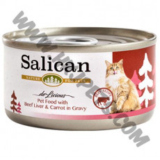 Salican 挪威森林 滋味肉汁系列 貓罐 牛肝拼紅蘿蔔配方 (肉汁) (酒紅，85克)