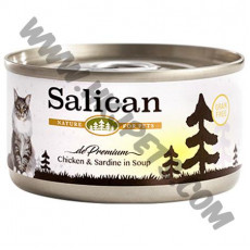 Salican 挪威森林 精選雞肉系列 貓罐 鮮雞肉拼沙甸魚配方 (清湯) (黃，85克)