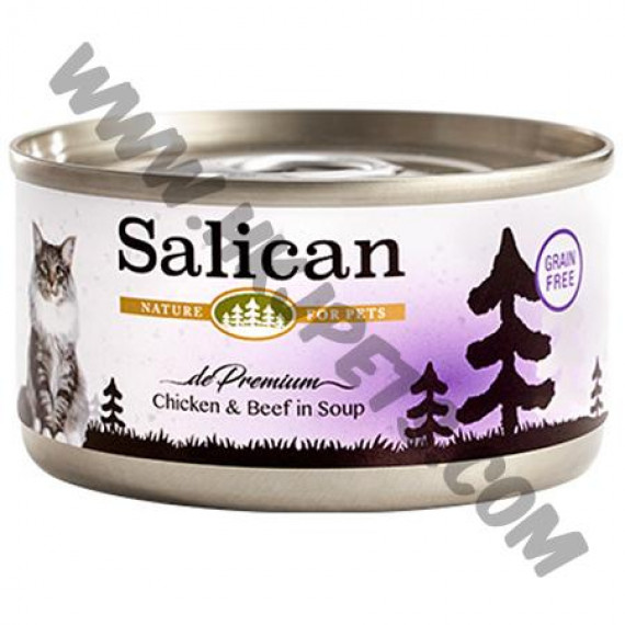 Salican 挪威森林 精選雞肉系列 貓罐 鮮雞肉拼牛肉配方 (清湯) (紫，85克)