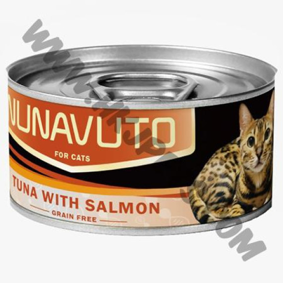 NUNAVUTO 無穀物 貓罐 吞拿魚三文魚 (NU-04，80克)