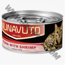 NUNAVUTO 無穀物 貓罐 吞拿魚伴蝦肉 (NU-05，80克)
