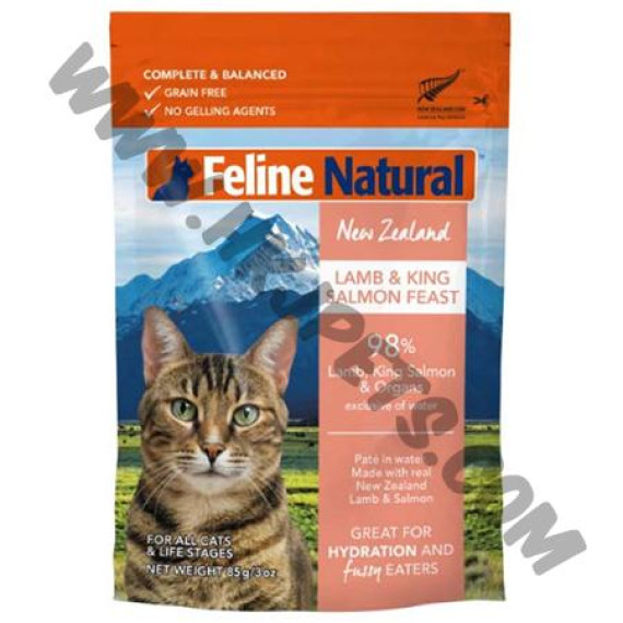 Feline Natural 貓軟包 羊肉及三文魚配方 (85克)