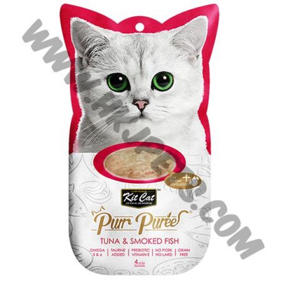 Kit Cat Purr Puree 肉醬系列 吞拿魚併煙燻魚塊配方 (4 x15克)